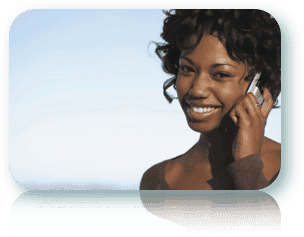Woman on the phone applying for no fax payday loans via mobile.
